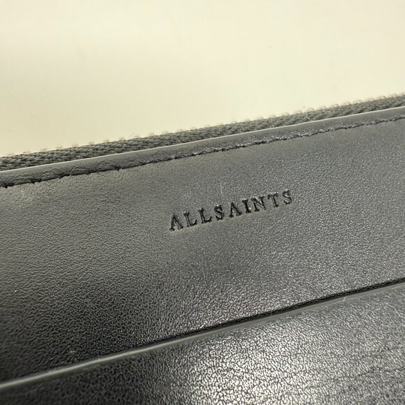 AllSaints Black Leather Zip Around Slim Wallet w/ Card Slots - Picture 4 of 5